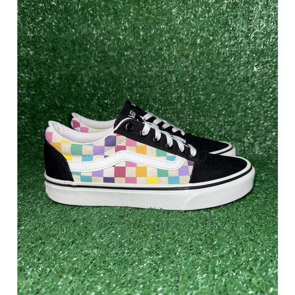 VANS Womens Old Skool Rainbow Checkerboard Low Top Sneakers Multicolor Size 7.5 - Picture 1 of 9